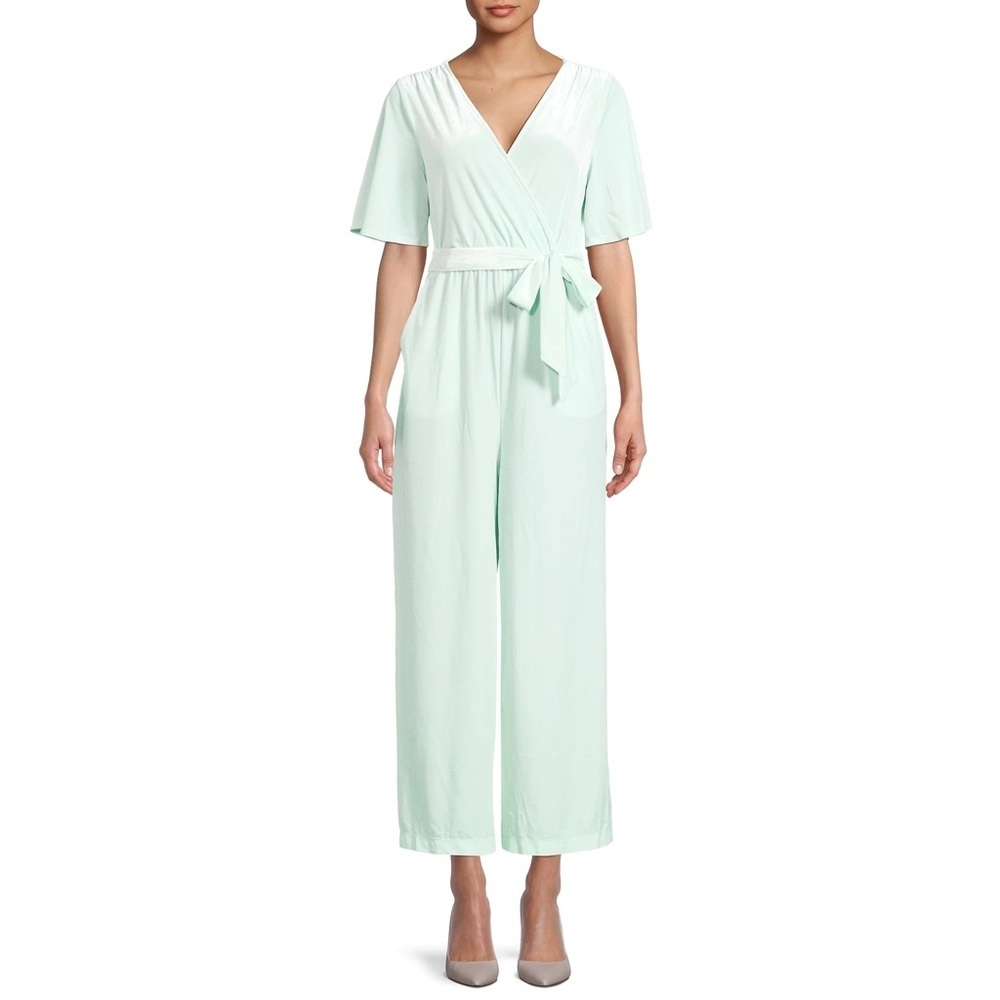 The Get Women's Velvet Wrap Bodice Jumpsuit